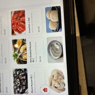 Menu items