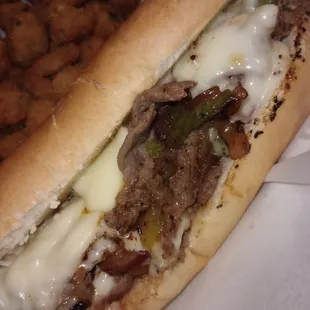 Steak Philly with fried okra