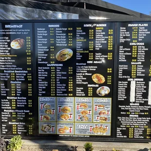 a large menu board