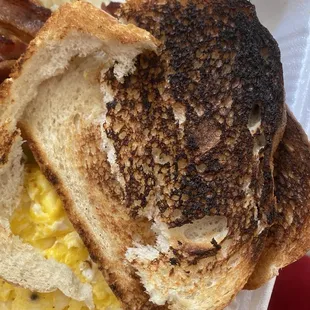 Burnt dry sourdough bread paid 13 and it's was cold long line