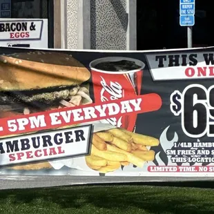 Hamburger Special Everyday 2pm-5pm