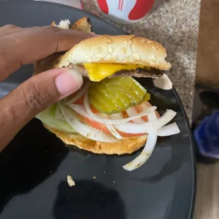 A cheeseburger. I ordered an Avocado Burger. I didn't want cheese.