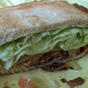 BLT. A lot of L and not much B. Also the bacon is chewy and tough. Almost resemblances beef jerky.