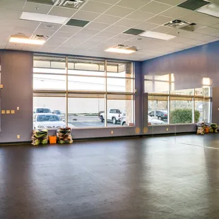 Our stunning and peaceful yoga room boasts plenty of natural lighting!