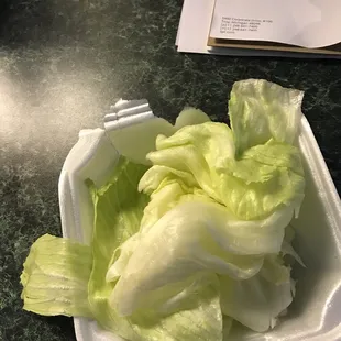 lettuce in a styrofoam container