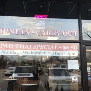 Pad Thai special $6.50 Monday - Wednesday 11am - 3pm.