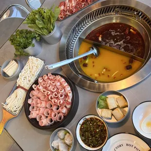 a variety of foods on a table