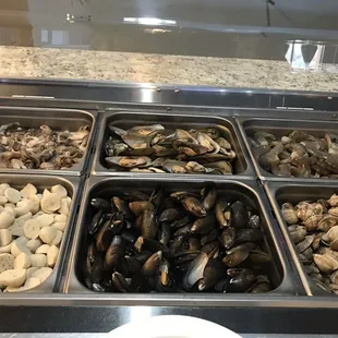 a variety of seafoods