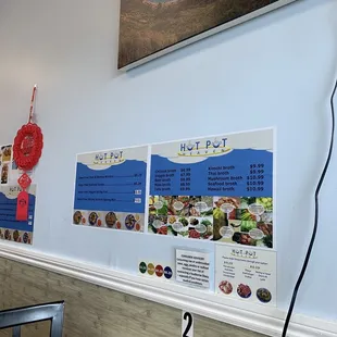 the menus on the wall