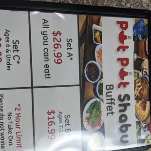 sushi and sashimi, menu