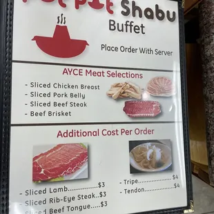 Meat Menu as of 8/14/2021