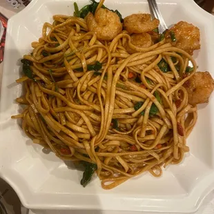pan fried noodles with shrimp