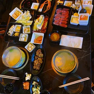 a variety of food on a table