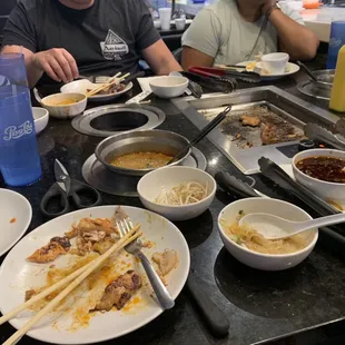 Hot pot and Korean BBQ table