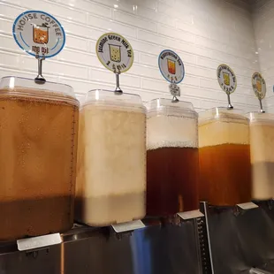 a row of cold drinks
