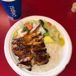 Chicken teriyaki with steamed vegetables