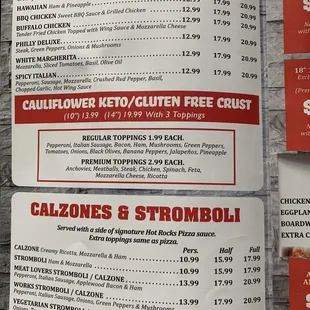 menu and prices