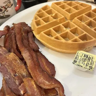 Yummy bacon and waffle!