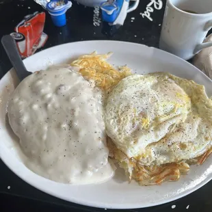 Chicken fried steak never disappoints. I did request my eggs over easy and one was well done so that was a little disappointing.