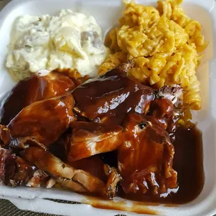 Lunch special. I got chicken. There's rice under the chicken also.