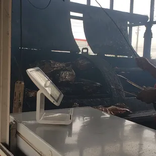 Hot Rods BBQ combo meal (ribs and pulled pork, baked beans &amp; greens). Also the amazing trailer where the magic happens!