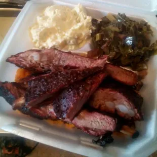 Rib Dinner, yellow rice &amp; two sides