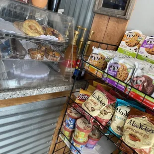 a display of baked goods