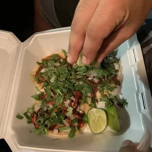 El Pastor street tacos with everything.