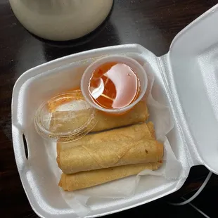 A piece of cabbage rolled in pastry and fried.