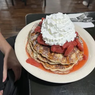 Pancake special with strawberries addded