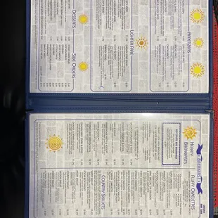 two menus on a table