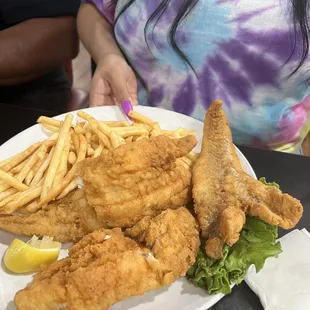 All You Can Eat Fish Fry on Fridays! Alaskan Pollack. Comes with 2 sides and soup or salad. We got double fries! $15.99.