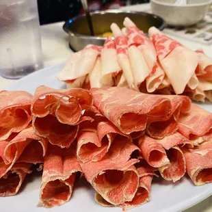 Choices of variety of meats, here are beef tongue and brisket