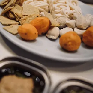 Fish balls, fish cakes, udon