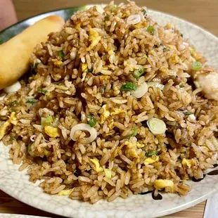 Combination Fried Rice with Beef, Chicken &amp; Shrimp! Lunch comes with Spring Roll!