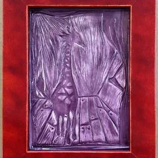 Giraffe ceramic tile, framed