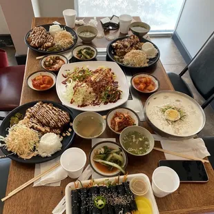 a table full of food