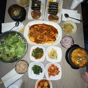 a table full of food