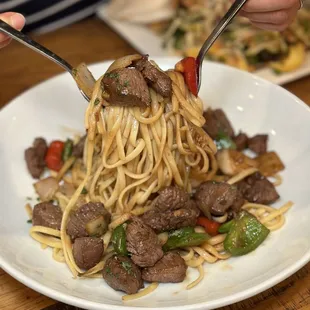 Shaken Beef with Noodles