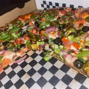 Veggie pizza &amp; we added jalapeño.