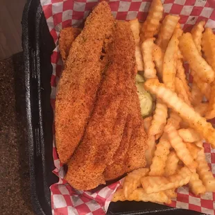 Fried whiting with Cajun seasoning and fries!