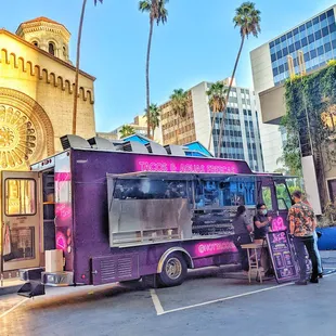 Taco truck in the Line Hotel parking lot.