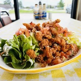 Wedge and Tails salad
Wedge salad, fried crawfish tails, tomato, gorgonzola cheese served with ranch