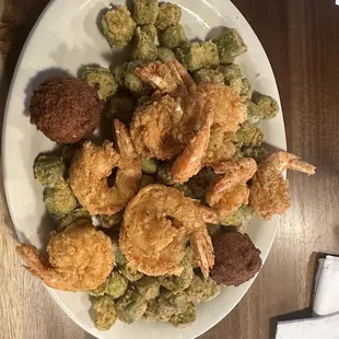 Shrimp platter and okra!