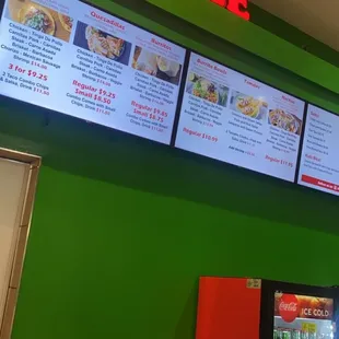 menus on the wall of a fast food restaurant