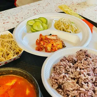 a variety of foods on a table