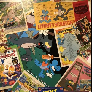 a bunch of cartoon posters