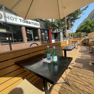 Patio Outside seating Sun &amp; shade Hot Tomatoes restaurant