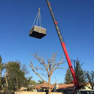 We had to go over a block wall and put it on the patio looked scary but went perfect.