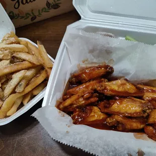 10 all flats fried hard w/Garlic Parmesan French fries